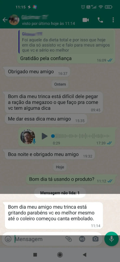 Depoimento do cliente